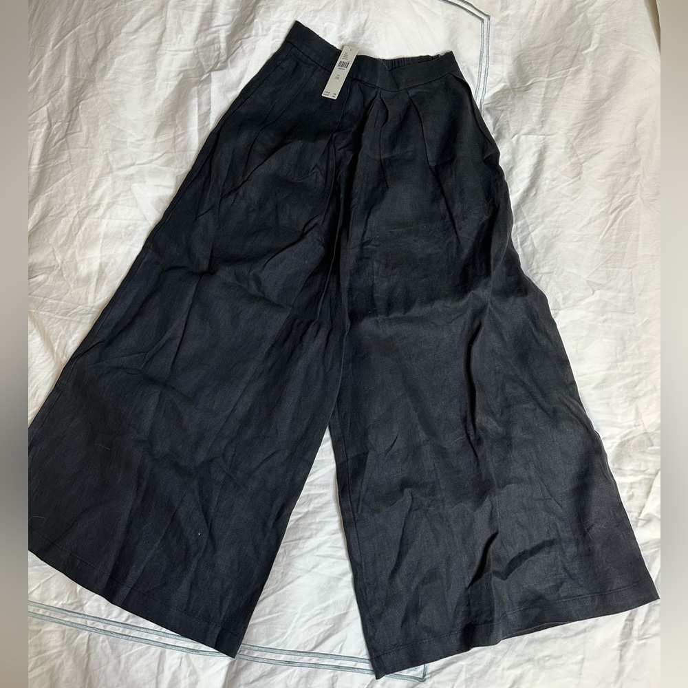 NWT: Anthropologie Wide Leg Crop Linen Pants in Size XXS